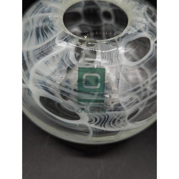 Chive Hand Blown Glass Bud Vase – Modern White Accent, 4” Round Shelf Decor - Picture 2 of 2